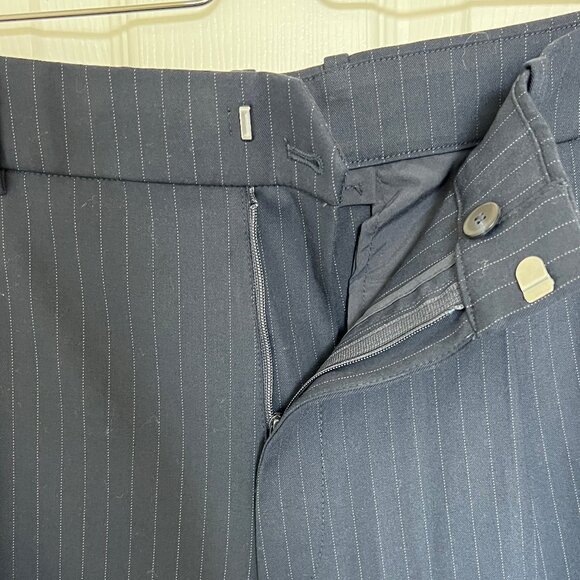 Uniqlo High Waist Navy Pinstripe Pants - Picture 3 of 4
